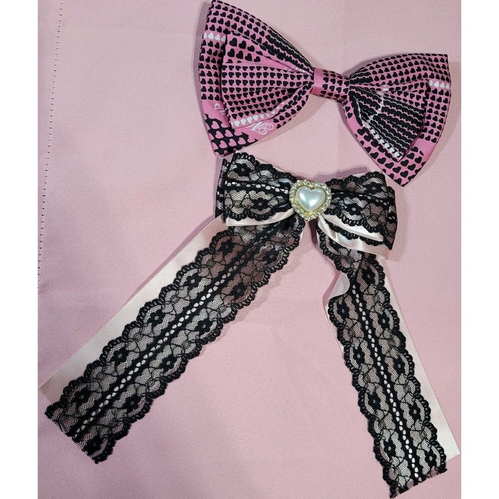 Ma*rs Hair Bow Ribbon Gyaru Accessories Lot Bling Agejo Gyaru Gal Style Pink Y2K